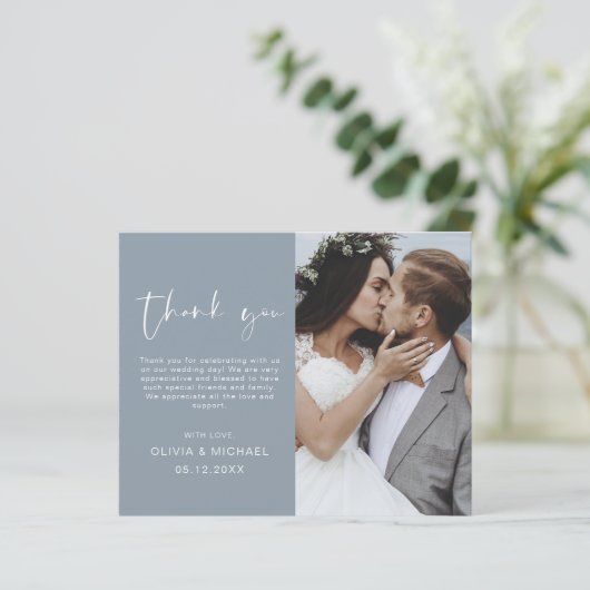 Budget Dusty Blue Wedding Dank u Foto (Staand voorkant)