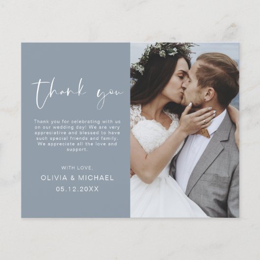 Budget Dusty Blue Wedding Dank u Foto (Voorkant)