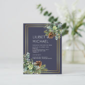BUDGET Dusty Blue Wedding Eucalyptus Greenery Briefkaart (Staand voorkant)