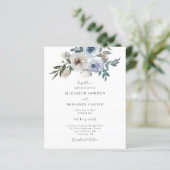 Budget Dusty Blue Wedding Floral Elegant Script (Staand voorkant)