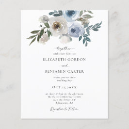 Budget Dusty Blue Wedding Floral Elegant Script
