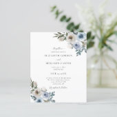 Budget Dusty Blue Wedding Floral Elegant Script (Staand voorkant)