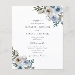 Budget Dusty Blue Wedding Floral Elegant Script