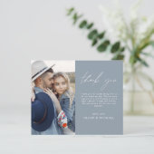 Budget Dusty Blue Wedding Foto Dank u kaart (Staand voorkant)