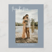 Budget Dusty Blue Wedding Foto Dank u kaart (Voorkant)