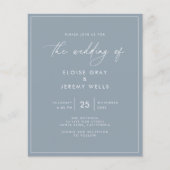 Budget Dusty Blue Wedding Invitation Flyer (Voorkant)