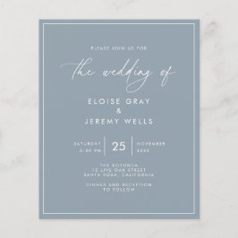 Budget Dusty Blue Wedding Invitation Flyer