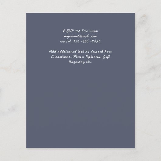 BUDGET Dusty Blue Wedding Invite (Achterkant)