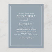 Budget Dusty Blue Wedding Modern Typography Flyer (Voorkant)