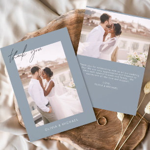 Budget Dusty Blue Wedding Photo Dank u Kaarten