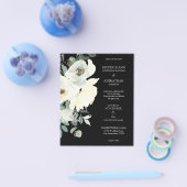Budget Dusty Blue & Whi Floral Black Wedding Flyer (Enkel)