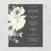 Budget Dusty Blue & Whi Floral Grey Wedding Flyer (Voorkant)