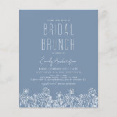 Budget Dusty Blue Wildflower Bridal Brunch Shower Flyer (Voorkant)