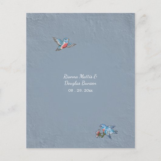 Budget Dusty Blue Wildflower Vogel Pastel Bruiloft (Achterkant)