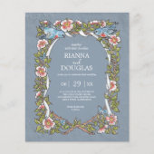 Budget Dusty Blue Wildflower Vogel Pastel Bruiloft (Voorkant)