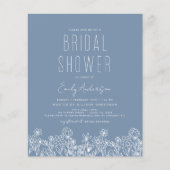 Budget Dusty Blue Wildflower Vrijgezellenfeest Flyer (Voorkant)