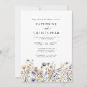 Budget Dusty Blue Wildflowers All-in-One Wedding Kaart (Voorkant)