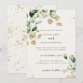 Budget Dusty Elegant Groen Bruiloft Uitnodiging (Voorkant / Achterkant)