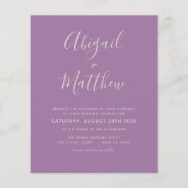 Budget Dusty Lila Moderne Foto Wedding Invitation
