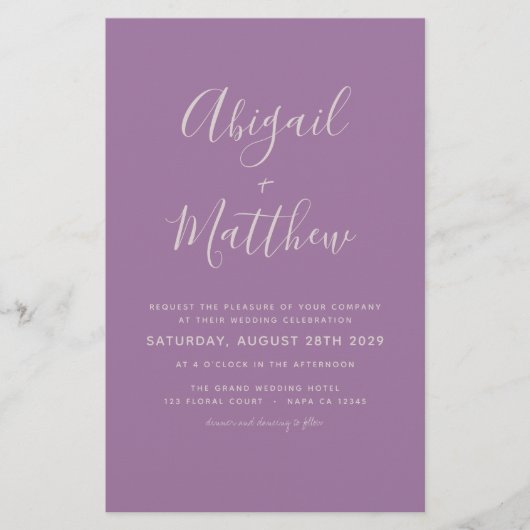 Budget Dusty Lila Moderne Foto Wedding Invitation (Voorkant)
