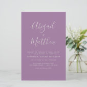 Budget Dusty Lila Moderne Foto Wedding Invitation (Staand voorkant)