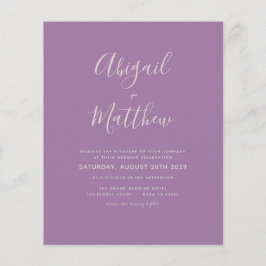 Budget Dusty Lila Moderne Foto Wedding Invitation Flyer
