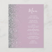 Budget Dusty Lila Silver Glitter Wedding Menu (Voorkant)
