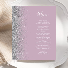 Budget Dusty Lila Silver Glitter Wedding Menu