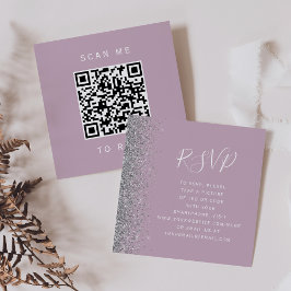 Budget Dusty Lila Silver Wedding QR Code RSVP Informatiekaartje
