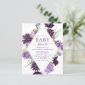 Budget Dusty Paars Floral Greenery Baby shower (Staand voorkant)