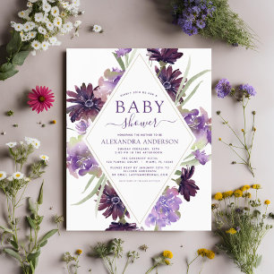 Budget Dusty Paars Floral Greenery Baby shower