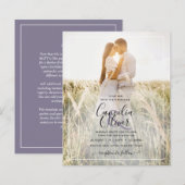BUDGET Dusty Paars Photo Overlay Wedding Invite (Voorkant / Achterkant)
