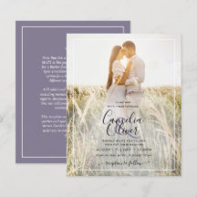 BUDGET Dusty Paars Photo Overlay Wedding Invite