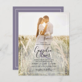 BUDGET Dusty Paars Photo Overlay Wedding Invite