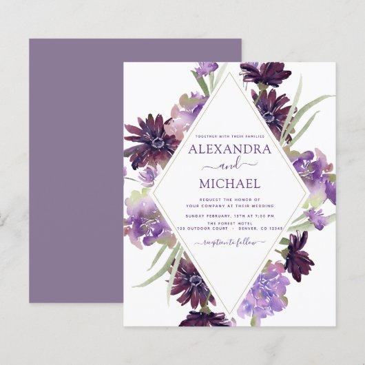 Budget Dusty Paars Wedding Floral Greenery (Voorkant / Achterkant)