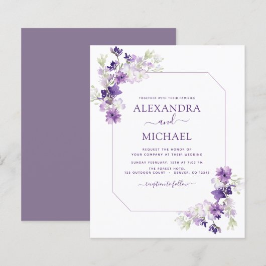 Budget Dusty Paars Wedding Floral Greenery (Voorkant / Achterkant)