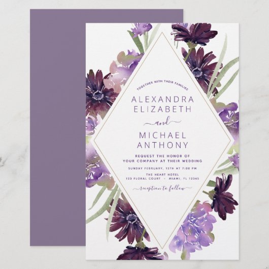 Budget Dusty Paars Wedding Floral Greenery (Voorkant / Achterkant)