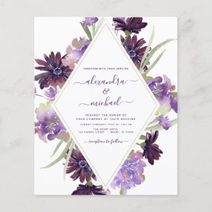 Budget Dusty Paars Wedding Floral Greenery Flyer
