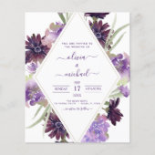 Budget Dusty Paars Wedding Floral Greenery Flyer (Voorkant)