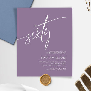 Budget Dusty Paarse 60e Verjaardag Uitnodiging