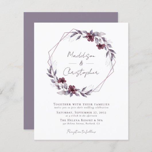 Budget Dusty Paarse Floral Wedding (Voorkant / Achterkant)