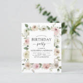 Budget Dusty Pink Birthday Party Floral (Staand voorkant)
