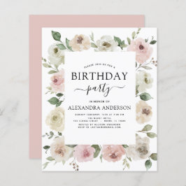 Budget Dusty Pink Birthday Party Floral
