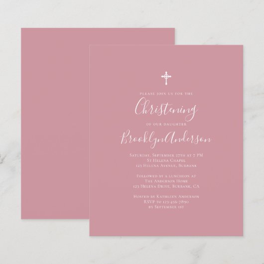 Budget Dusty Pink Christening (Voorkant / Achterkant)