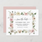 Budget Dusty Pink Floral Greenery Save the Date (Voorkant / Achterkant)