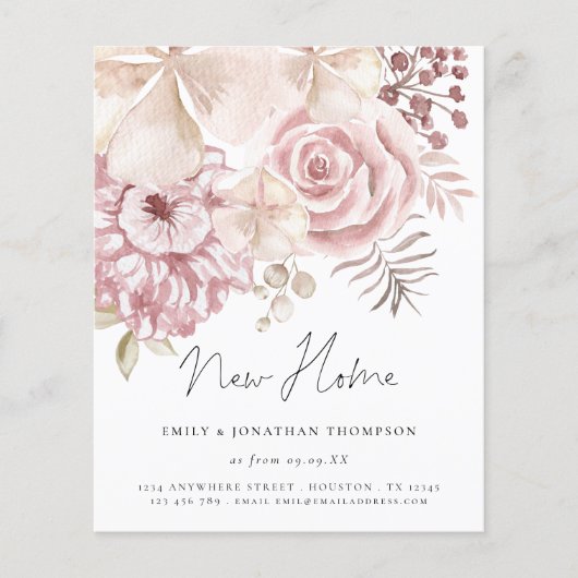 Budget Dusty Pink Florals script Nieuwe startpunt (Voorkant)