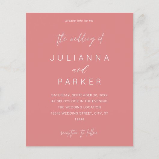 Budget Dusty Pink MOD Calligraphy Wedding (Voorkant)