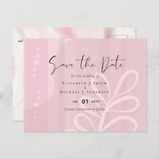Budget Dusty Pink Modern Abstract Weddenschap Briefkaart (Voorkant / Achterkant)