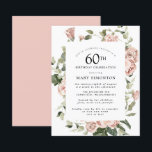Budget Dusty Pink Rose 60th Birthday Party Invite<br><div class="desc">Het stoffige roos lijst omringt je 60ste verjaardagsfeestgegevens.</div>