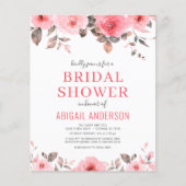 Budget Dusty Pink Rose Bridal Shower Flyer (Voorkant)